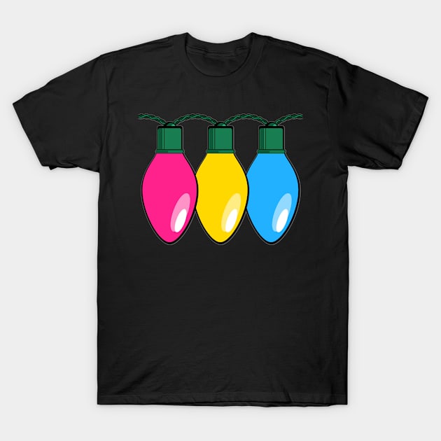 Pansexual Pride Christmas Lights T-Shirt by wheedesign